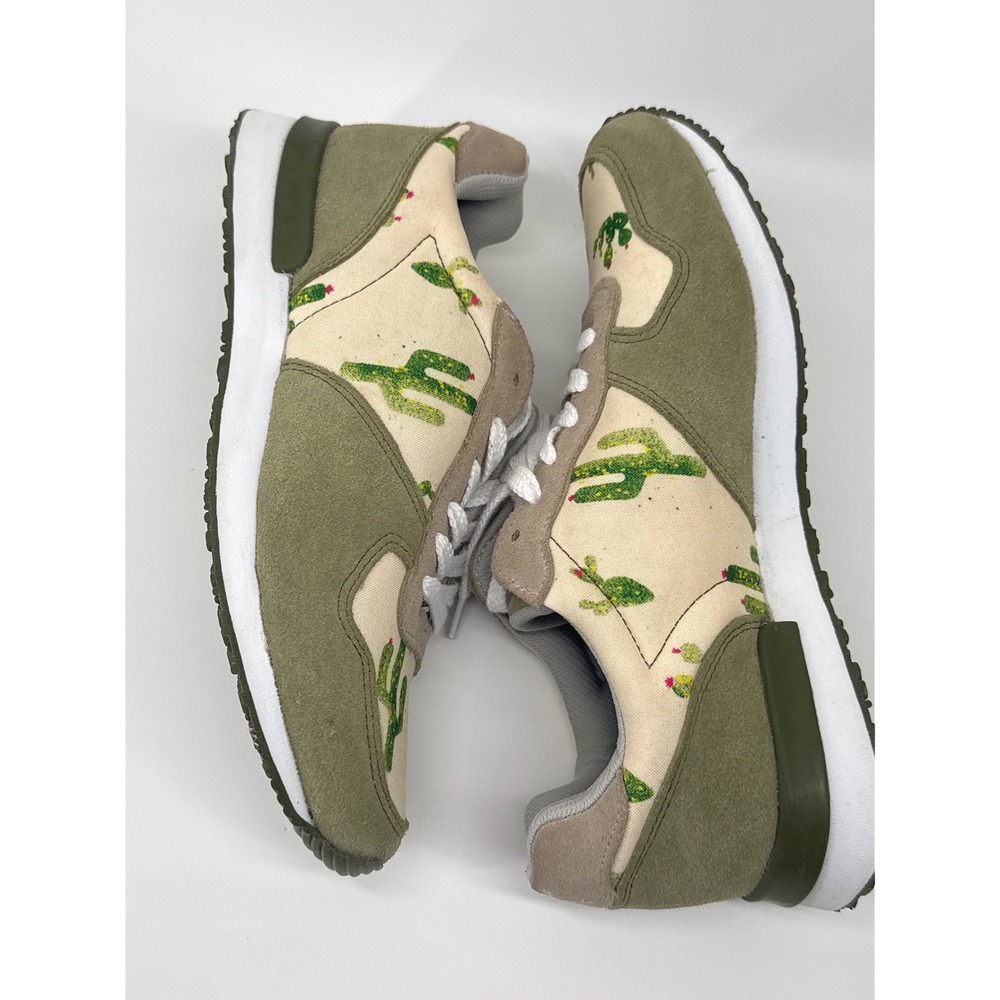 Inkkas Prickly Jogger Sneakers Womens Size 10 Green Cactus Print Boho Shoes